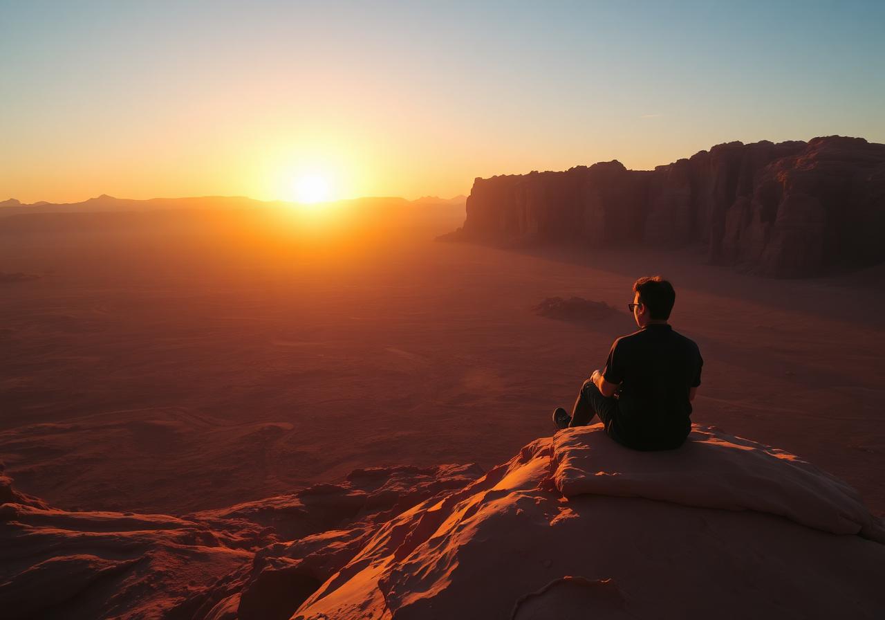 Sunrise over Wadi Rum desert